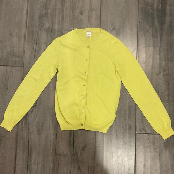 Crewcuts 100% Cotton Yellow/ Chartreuse Long Sleeve Cardigan Size 14 - Picture 3 of 6